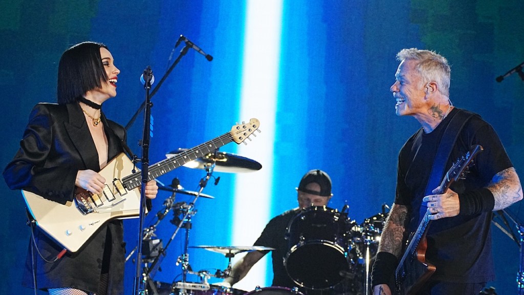 St. Vincent performing with Metallica