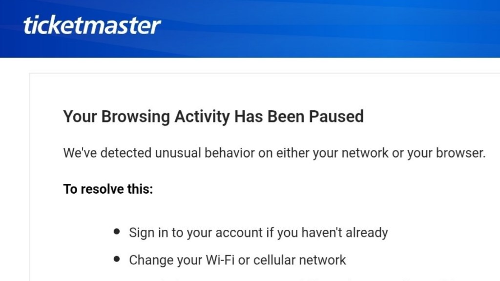 How to Fix Ticketmaster Your Browsing Activity Has Been Paused Error Solutions Android iPhone