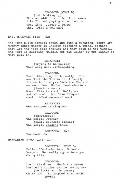 Donalg Glover Deadpool Script #4