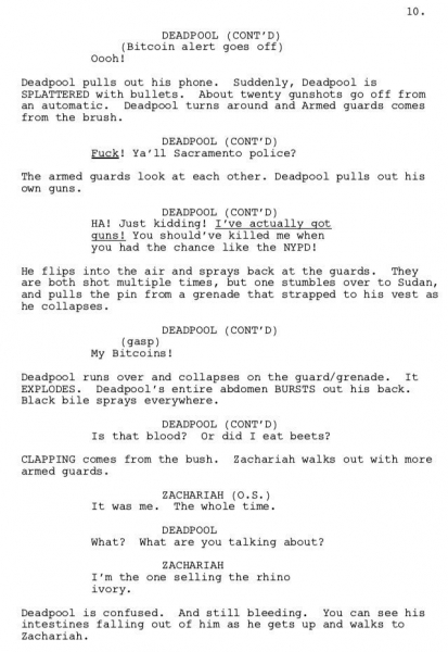 Donalg Glover Deadpool Script #11