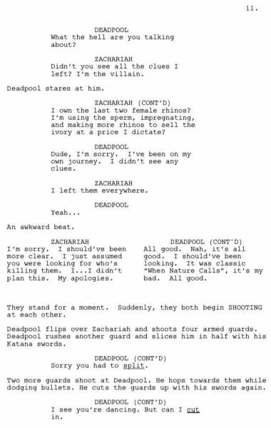 Donalg Glover Deadpool Script #12