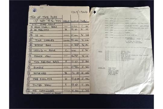Top Of The Pops Running Sheet