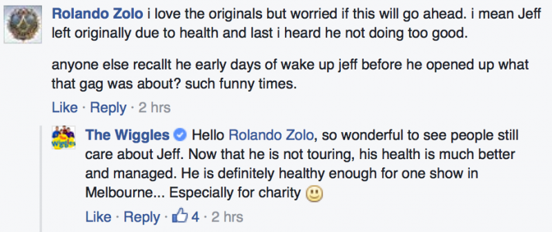 The Wiggles' 18+ Tour Facebook Comments #5