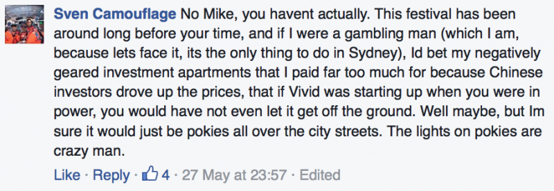 Thought Provoking Replies To Mike Baird's Controversial Vivid Sydney FB Post #9